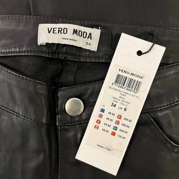 VERO MODA Women's Selena Ray Ankle Zip Polyurethane Pant - EU 34 US 4 - NWT $69 - Picture 6 of 6
